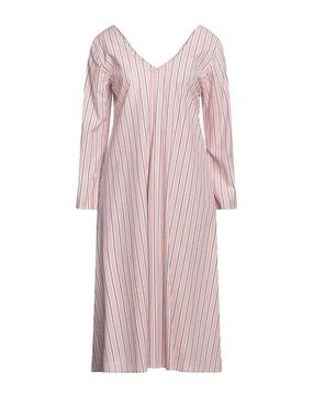 Striped V-Neck Long Sleeve Maxi Dress - Pink & Blue